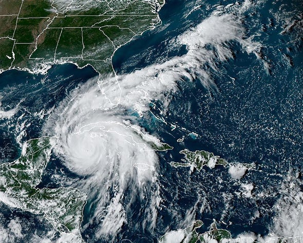 Photo of Hurricane Ian hitting Florida captured by the NOAAs GOES-16 Satellite