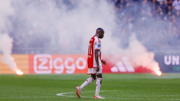 Firework at the field during the Dutch Eredivisie match between AFC Ajax and Feyenoord at Johan Cruijff Arena on September 24, 2023, in Amsterdam.
Image credit: Getty Images via Eurosport.com
